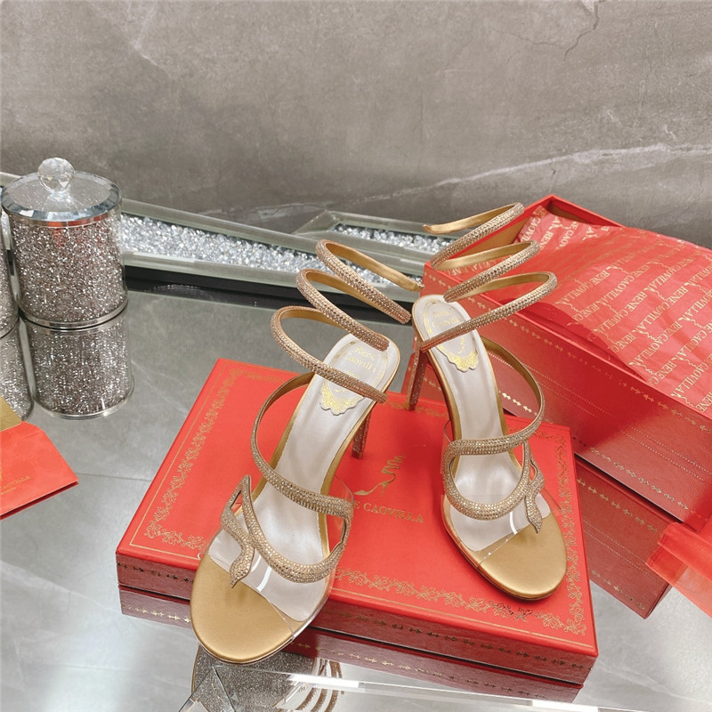 Rene Caovilla Dupe snake crystal high heel sandals