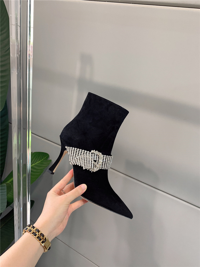 J1m*y Ch00 Pearl Heels Dupe rhinestone high-heeled boots