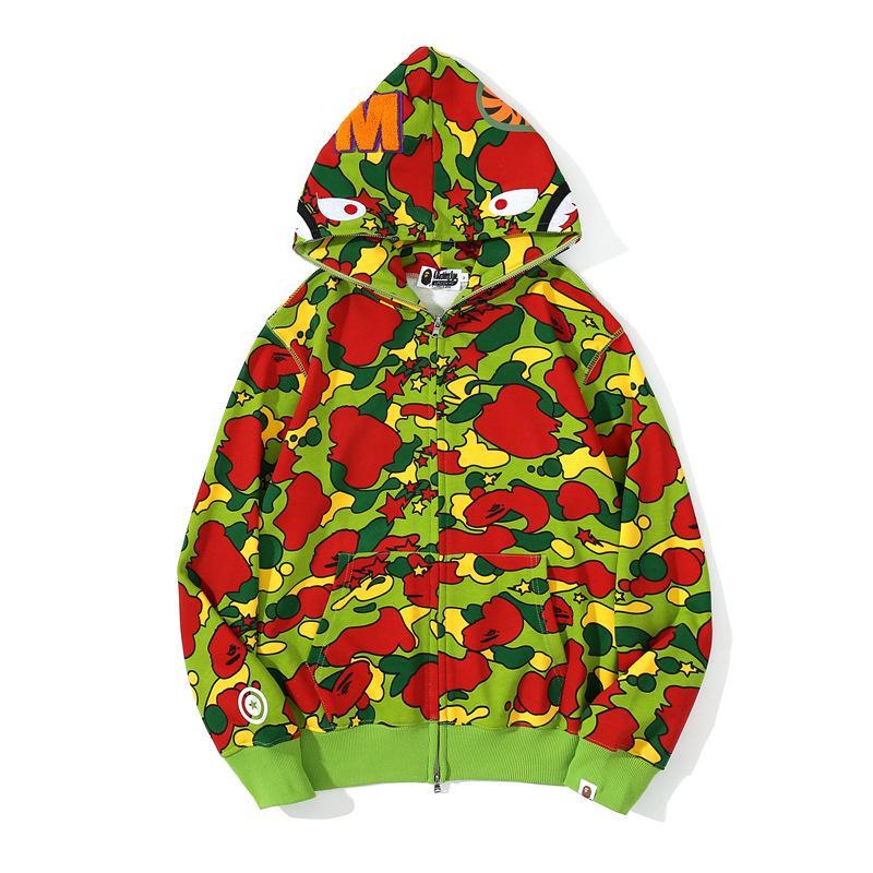 Bape Shark Hoodies Camo Zip Hooder mens womens sweatshirt