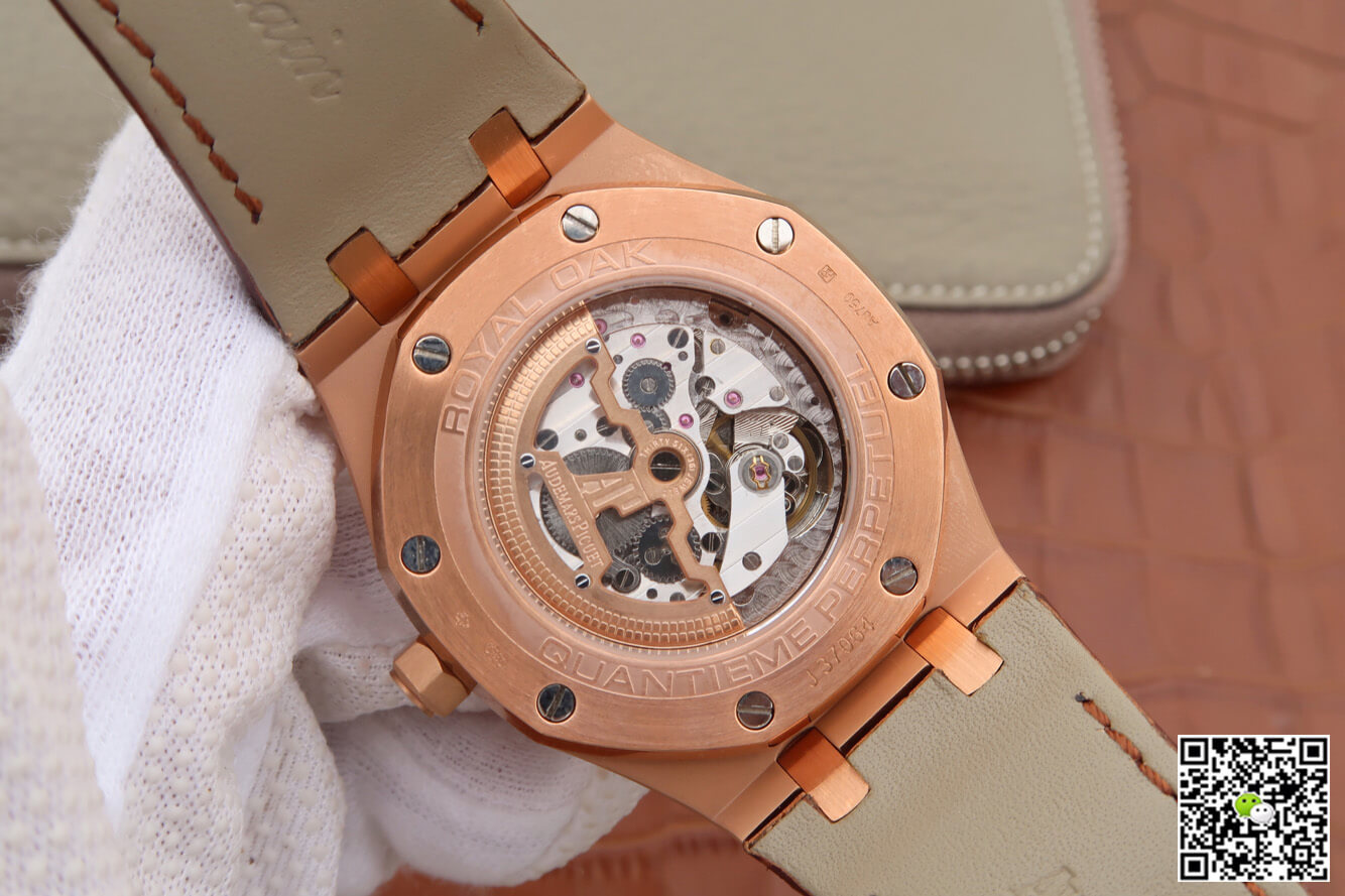 Replica Audemars P1g*et Royal Oak Perpetual Calendar 26574 1:1 Best Edition JF Factory Rose Gold Blue Dial