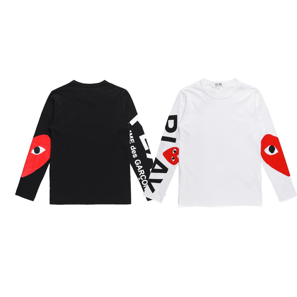 COMME DES GARCONS CDG Play Lone Sleeve T Shirt Black White