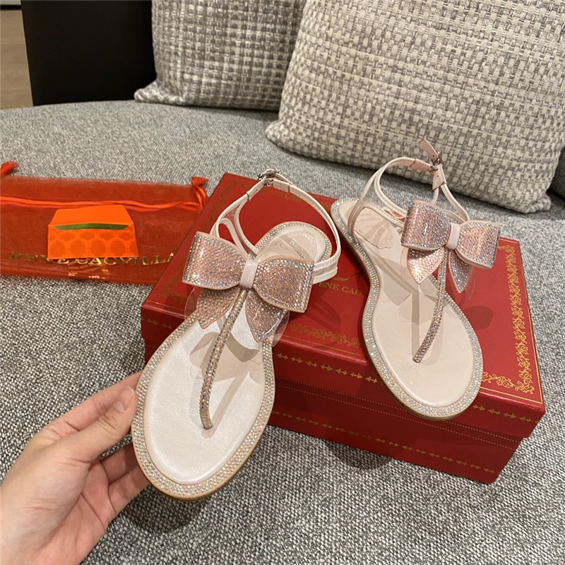 rene caovilla flip flops bow flat sandals