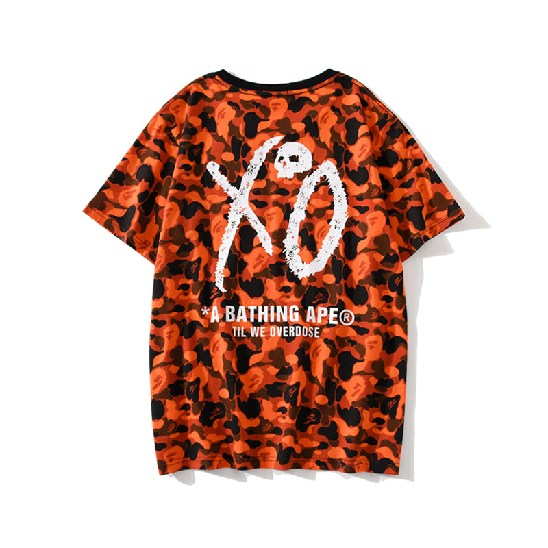 Bape x XO T Shirt Orange Camo Cotton Tee 1659