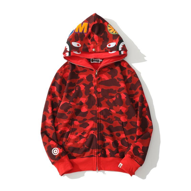 Bape Full Zip Shark Camo Pullover Hoodie Blue Purple Red