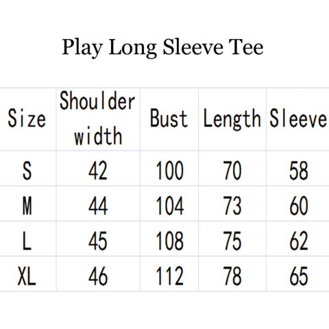 COMME DES GARCONS CDG PLAY Black & Red Hearts Long Sleeve White T SHIRT