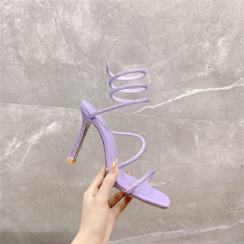 Rene Caovilla Dupe R C diagonal strap rhinestone inlaid sandals