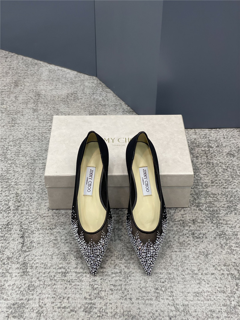 J1m*y Ch00 jc mesh hot D1am0nd high-heeled shoes