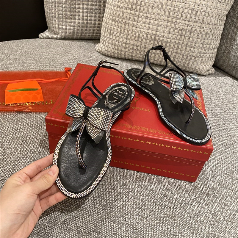 rene caovilla flip flops bow flat sandals