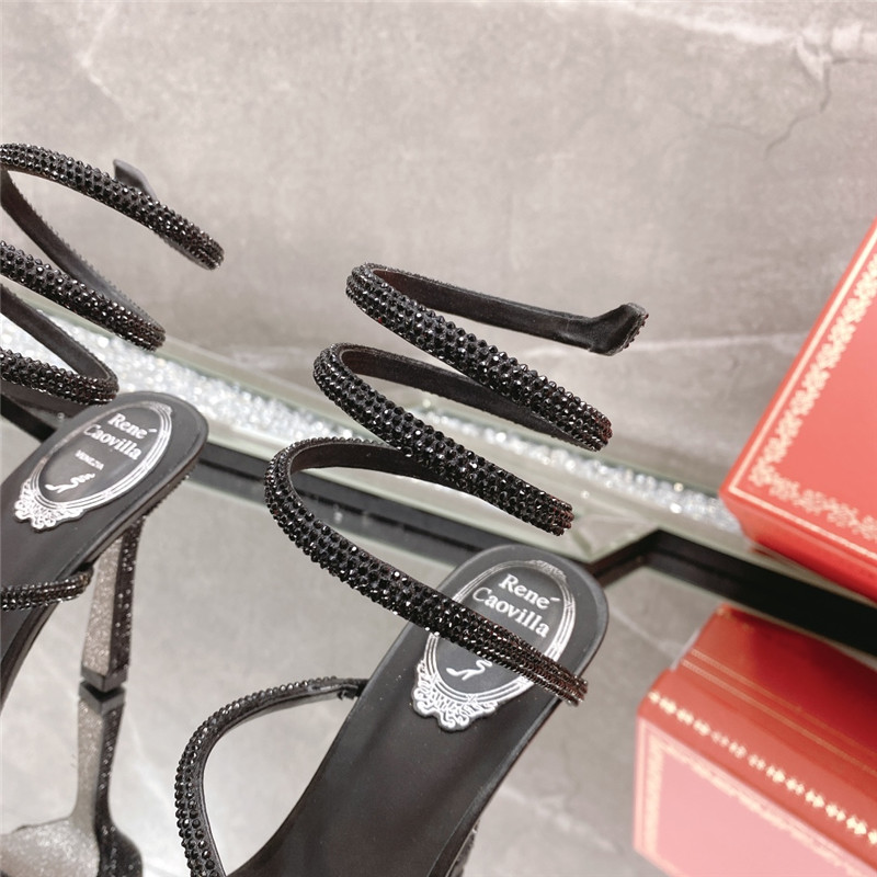 Rene Caovilla Dupe R C diagonal strap rhinestone inlaid sandals