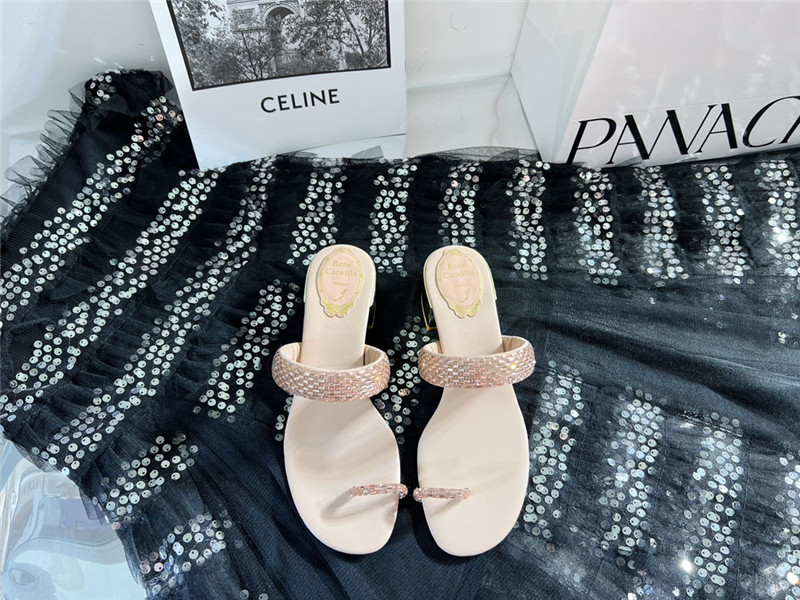 Rene Caovilla Heels Dupe low heel flat flip flop sandals