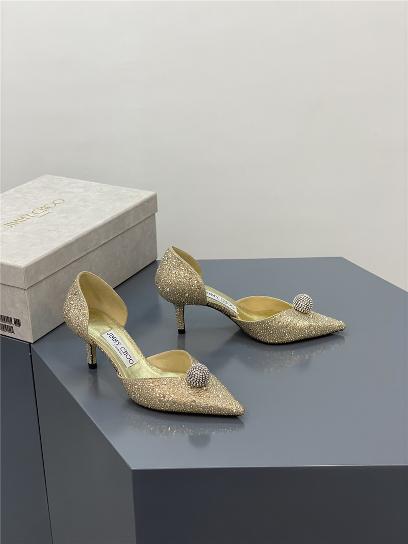 J1m*y Ch00 jc high-heeled crystal slipper shoes