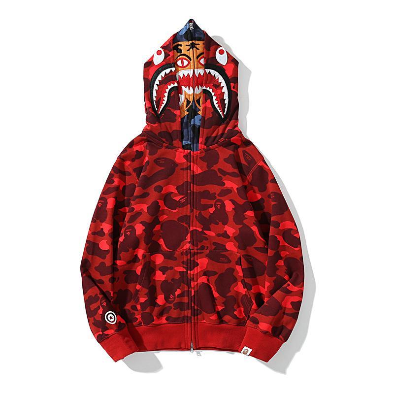 Bape Shark Hoodie 21ss Full Zipper double Hooded Camo Sweatshirt