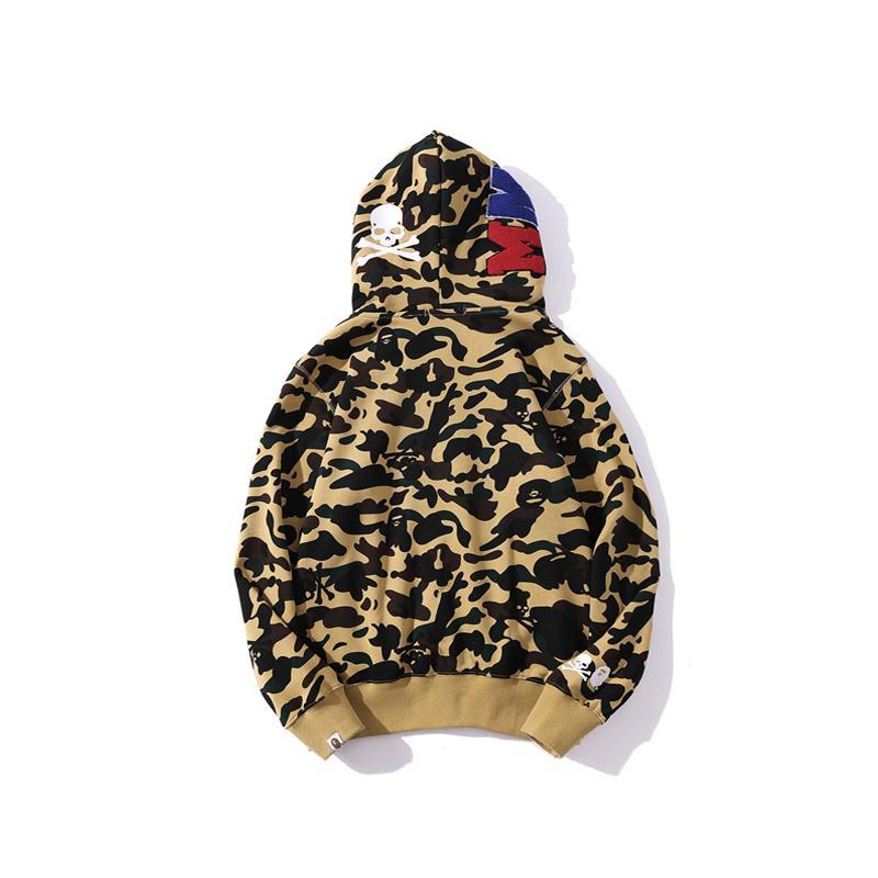 Bape Camo Shark Skull Hoodie Green Yellow