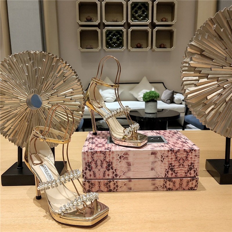 J1m*y Ch00 high heel D1am0nd chain sandals