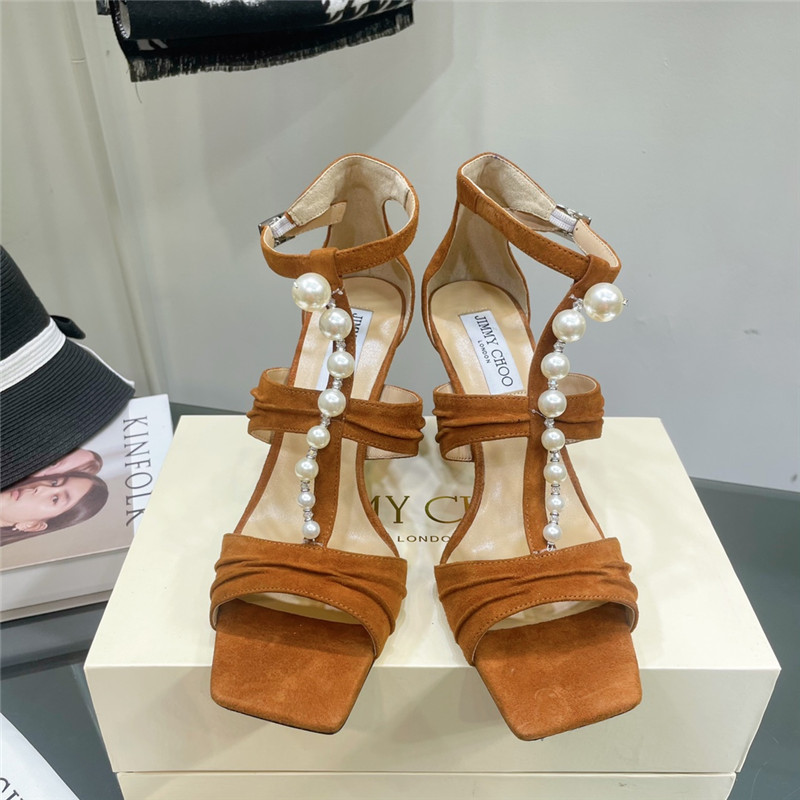 J1m*y Ch00 pearl heel sandals