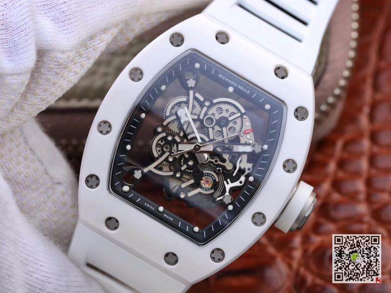 Replica Richard Mille RM055 KV Factory 1:1 Best Edition Swiss ETA8215 White Strap