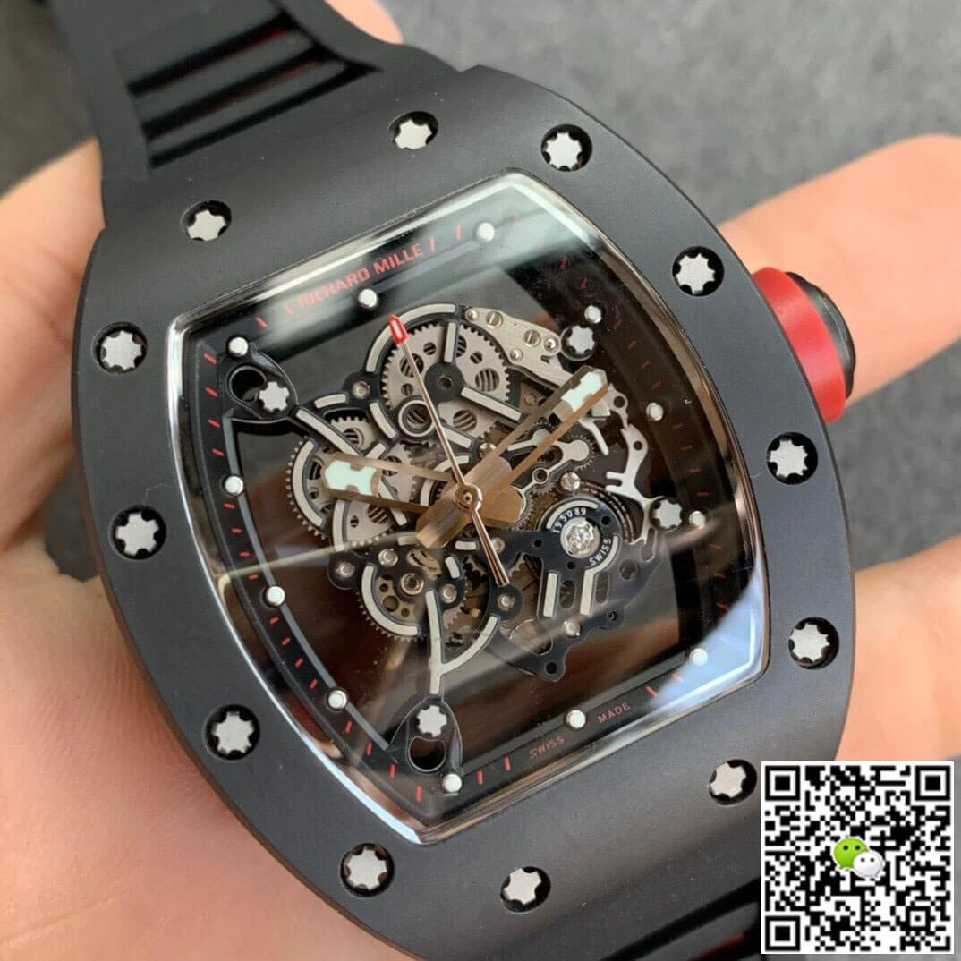 Replica Richard Mille RM055 1:1 Best Edition KV Factory V2 Ceramic Black Strap