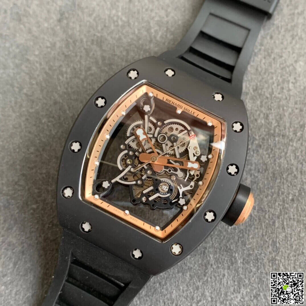 Replica Richard Mille RM055 1:1 Best Edition KV Factory V2 Black Ceramic