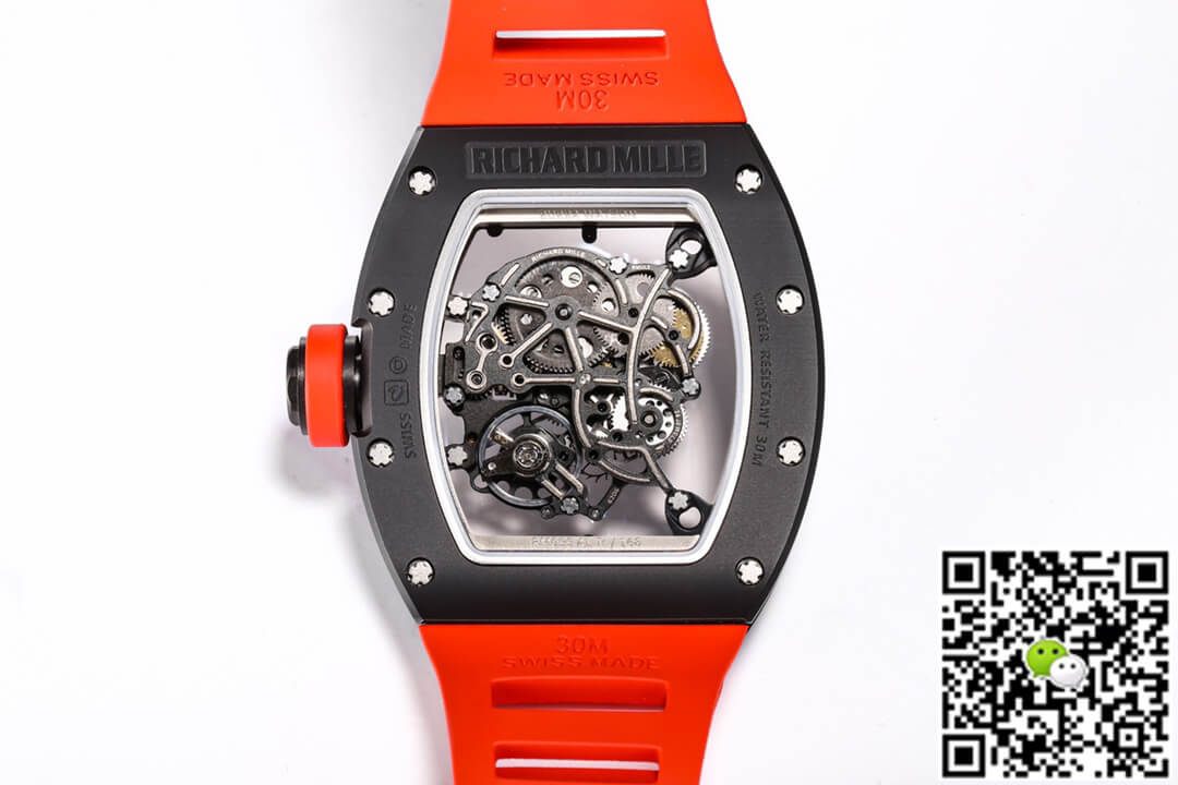 Replica Richard Mille RM-055 1:1 Best Edition BBR Factory Ceramic Case Red Strap