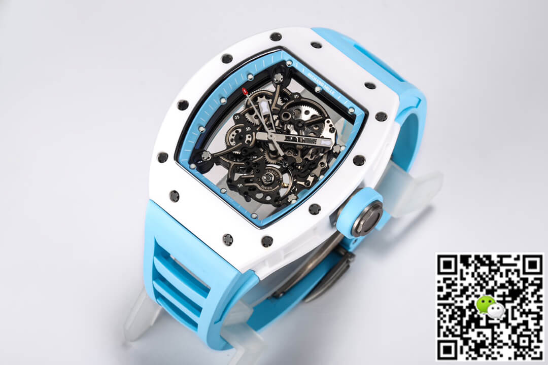 Replica Richard Mille RM-055 1:1 Best Edition BBR Factory Ceramic Case Blue Strap