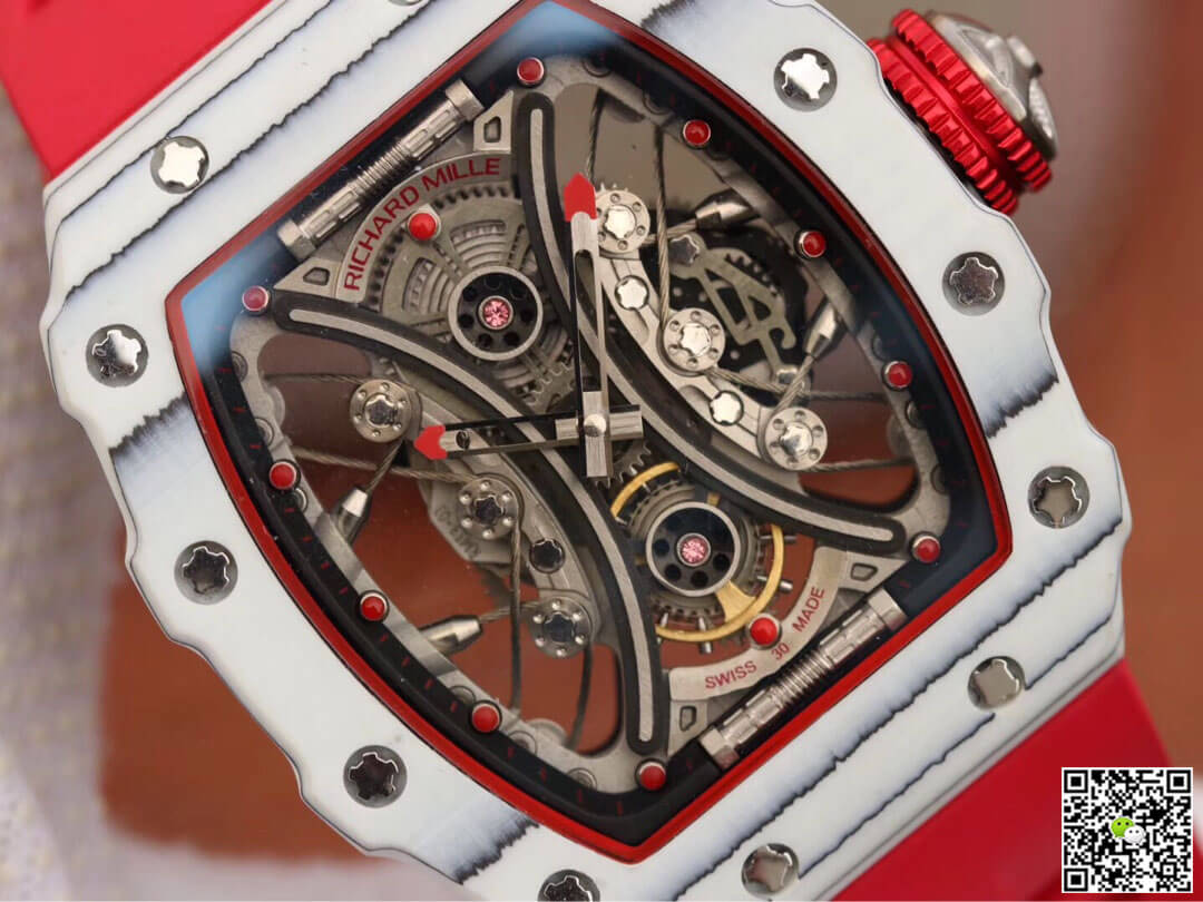 Replica Richard Mille RM53-01 1:1 Best Edition KV Factory TPT Carbon Fiber Red Strap