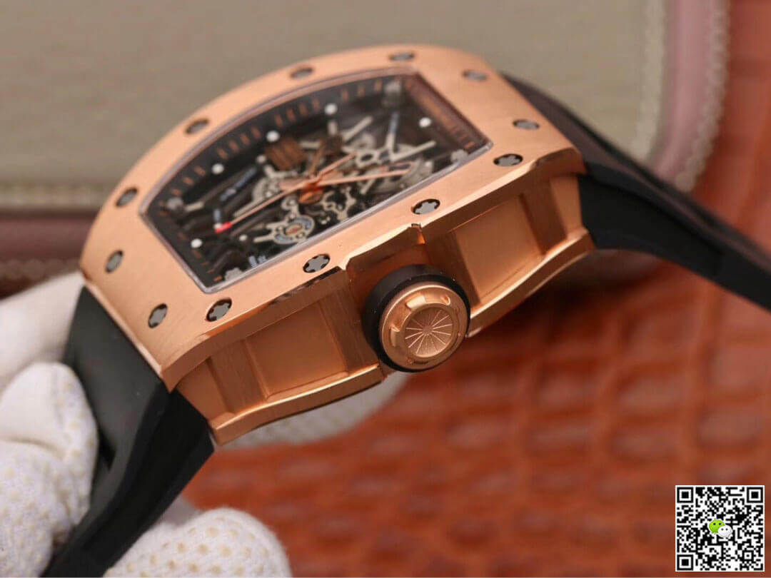 Replica Richard Mille RM035 Americas KV Factory 1:1 Best Edition Rose Gold Black Strap