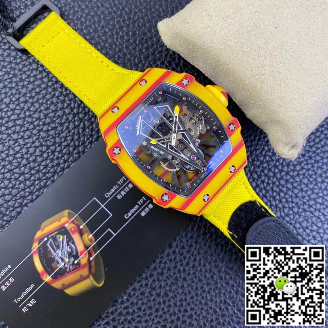 Replica Richard Mille RM27-03 Rafael Nadal Tourbillon 1:1 Best Edition RM Factory Yellow Strap