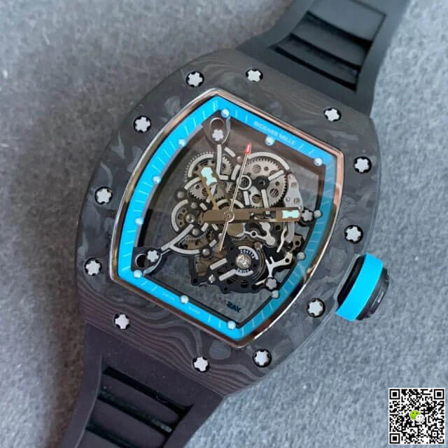 Replica Richard Mille RM055 1:1 Best Edition KV Factory V2 Carbon Fiber Skeleton Dial
