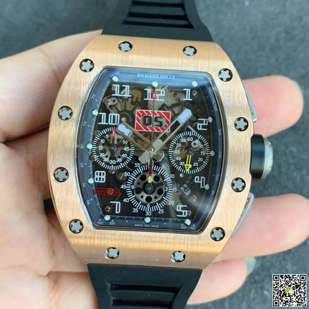 Replica Richard Mille RM11 1:1 Best Edition KV Factory Rose Gold Black Strap