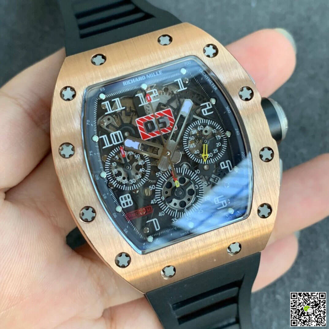 Replica Richard Mille RM11 1:1 Best Edition KV Factory Rose Gold Black Strap