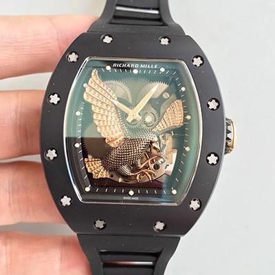 Replica Richard Mille RM023 Men Watches 1:1 Best Edition Swiss ETA8215 Rose Gold Eagle Skeleton Dial