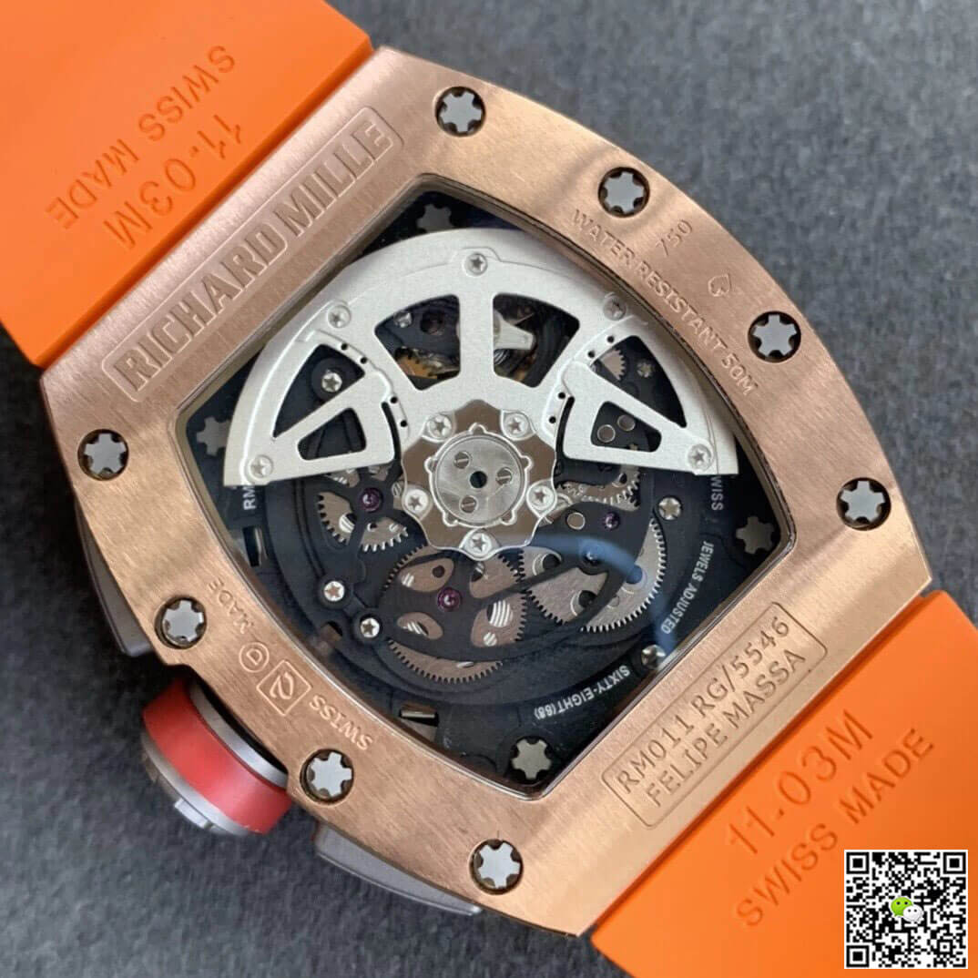 Replica Richard Mille RM011 1:1 Best Edition KV Factory Rose Gold