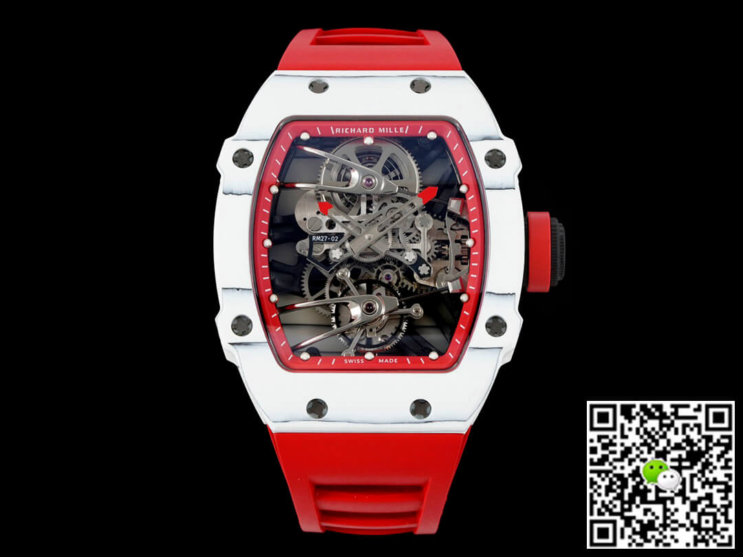 Replica Richard Mille RM27-02 Rafael Nadal Tourbillon 1:1 Best Edition RM Factory Red Rubber Strap