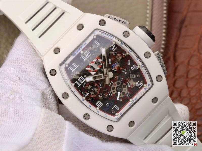 Replica Richard Mille RM011 Chronograph KV Factory 1:1 Best Edition Swiss ETA7750 White Rubber Strap