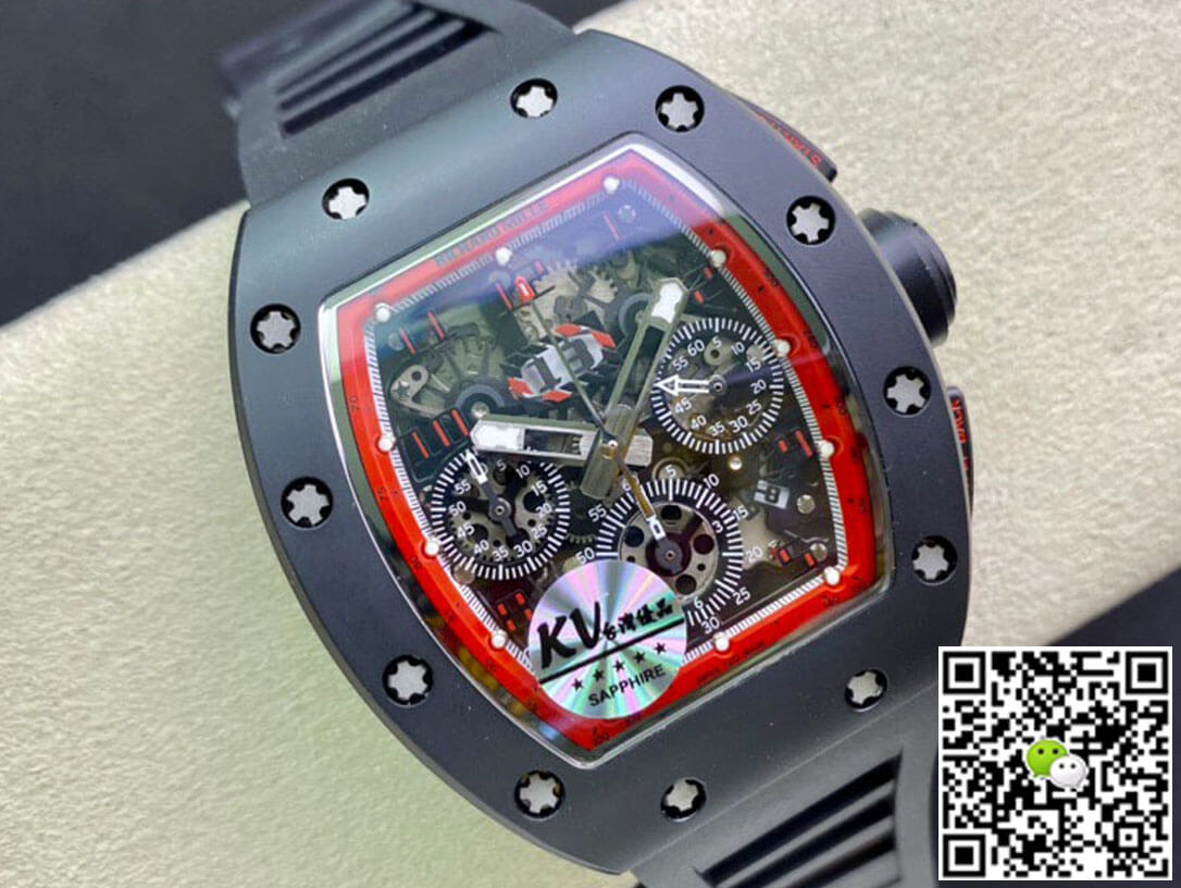 Replica Richard Mille RM011 1:1 Best Edition KV Factory Ceramic Black Strap