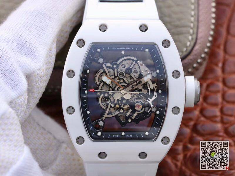 Replica Richard Mille RM055 KV Factory 1:1 Best Edition Swiss ETA8215 White Strap