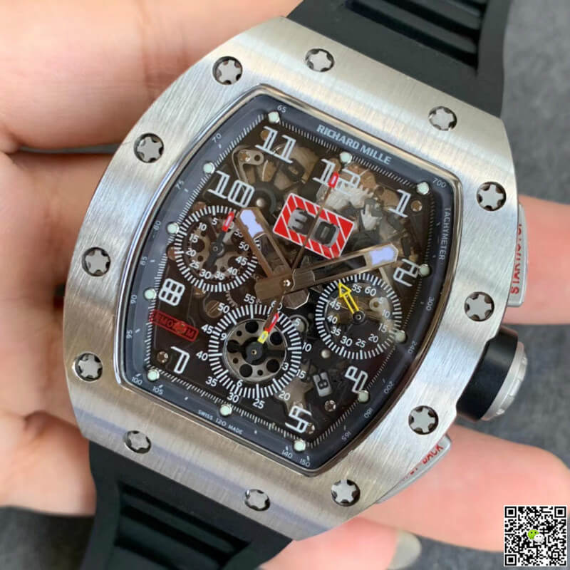 Replica Richard Mille RM011 1:1 Best Edition KV Factory Black Rubber Strap