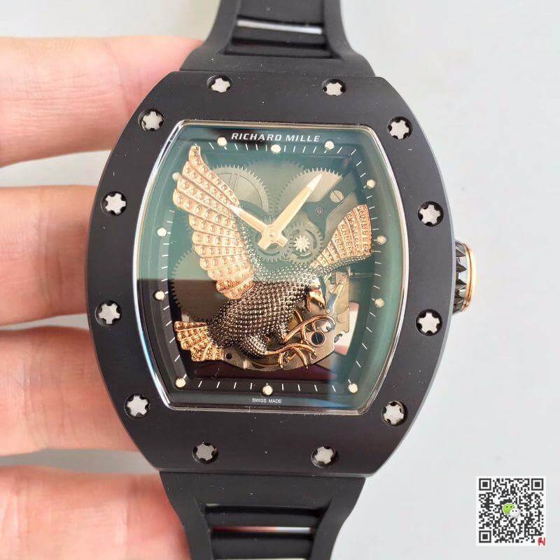 Replica Richard Mille RM023 Men Watches 1:1 Best Edition Swiss ETA8215 Rose Gold Eagle Skeleton Dial