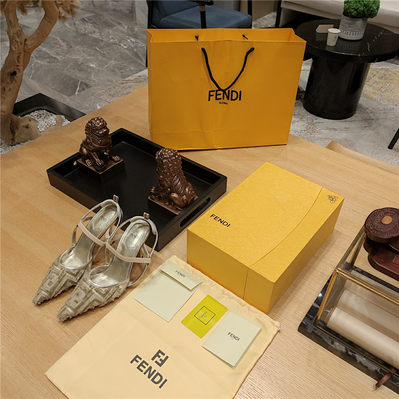 F**di flocked embroidered pointed toe sandals