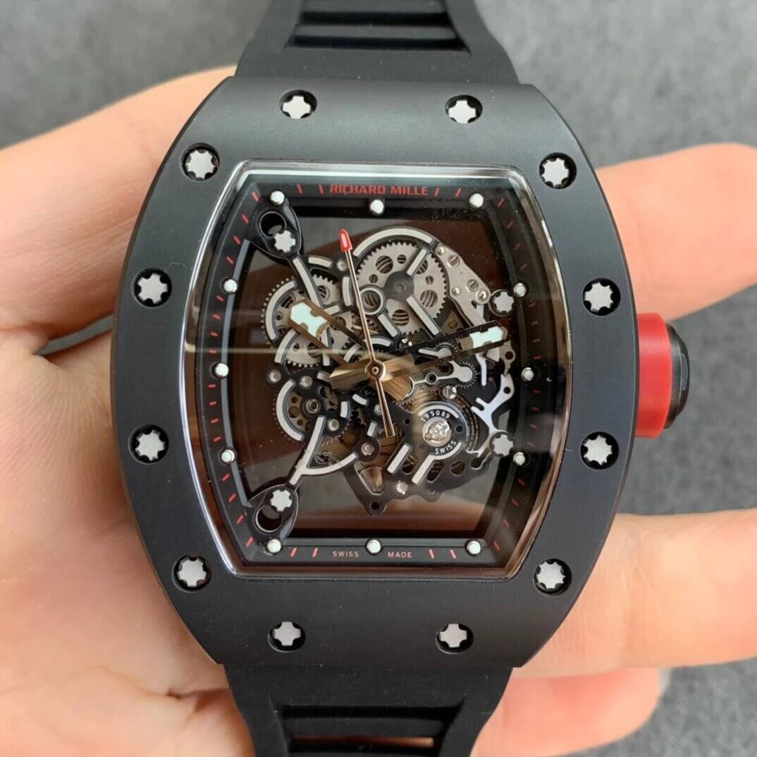 Replica Richard Mille RM055 1:1 Best Edition KV Factory V2 Ceramic Black Strap