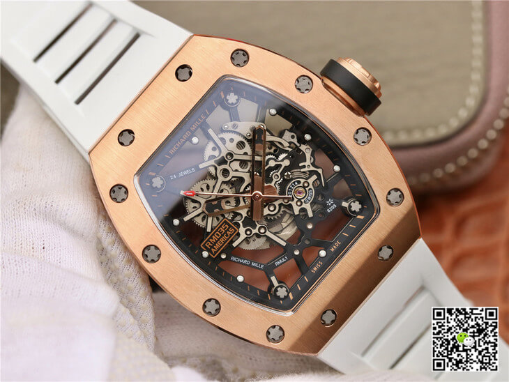 Replica Richard Mille RM035 Americas KV Factory 1:1 Best Edition Rose Gold White Strap
