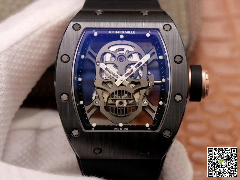 Replica Richard Mille RM052-01 1:1 Best Edition ZF Factory Black Ceramic Grey Skull Dial Swiss Movement