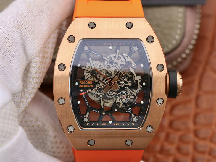 Replica Richard Mille RM035 Americas KV Factory 1:1 Best Edition Orange Strap