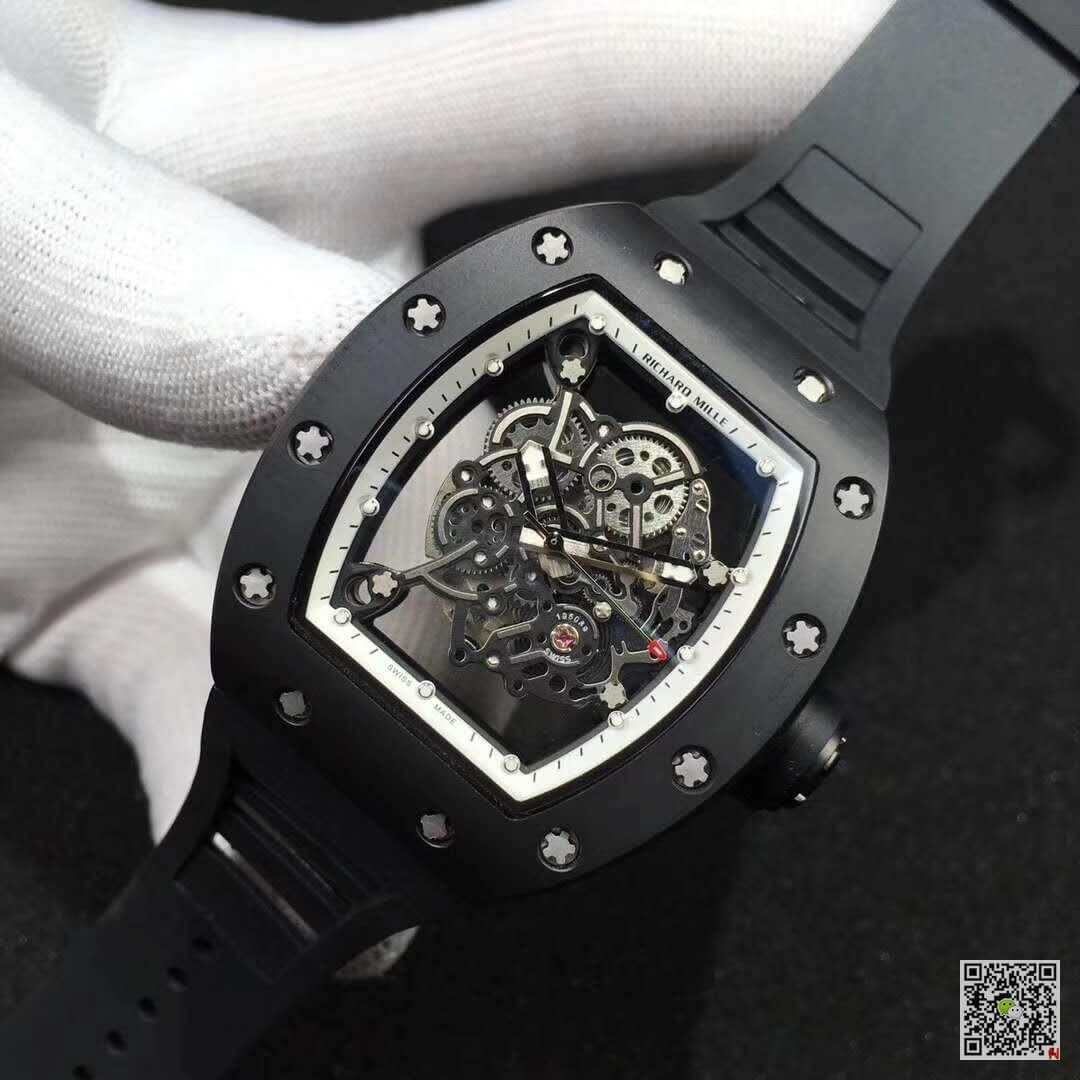 Replica Richard Mille RM055 KV Factory 1:1 Best Edition Swiss ETA8215 Black Rubber Strap