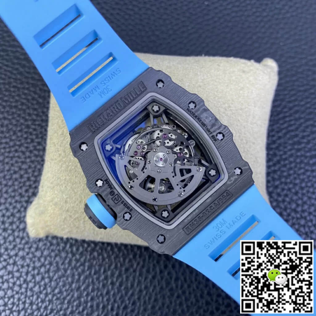 Richard Mille Replica RM35-02 1:1 Best Edition T+ Factory NTPT Carbon Fiber Blue Rubber Strap