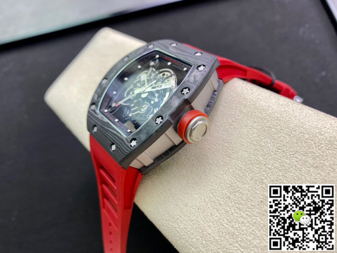 Replica Richard Mille RM055 1:1 Best Edition KV Factory V2 Carbon Fiber Red Strap