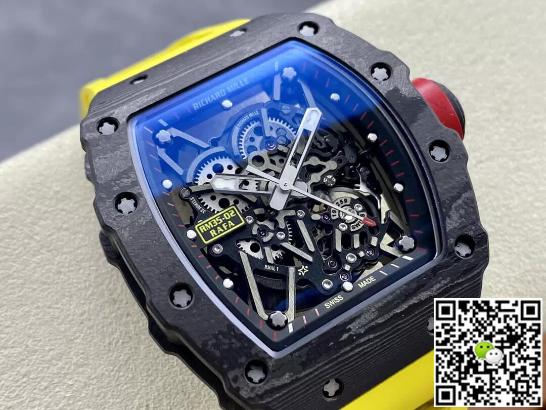Richard Mille Replica RM35-02 1:1 Best Edition T+ Factory NTPT Carbon Fiber Yellow Strap
