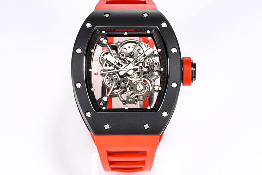 Replica Richard Mille RM-055 1:1 Best Edition BBR Factory Ceramic Case Red Strap