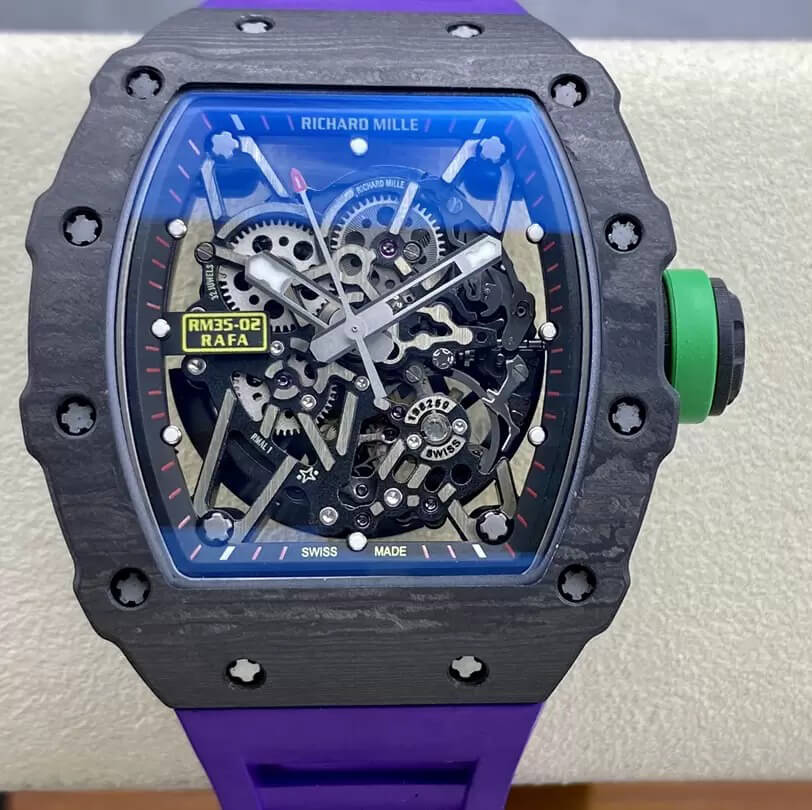 Richard Mille Replica RM35-02 1:1 Best Edition T+ Factory NTPT Carbon Fiber Purple Strap