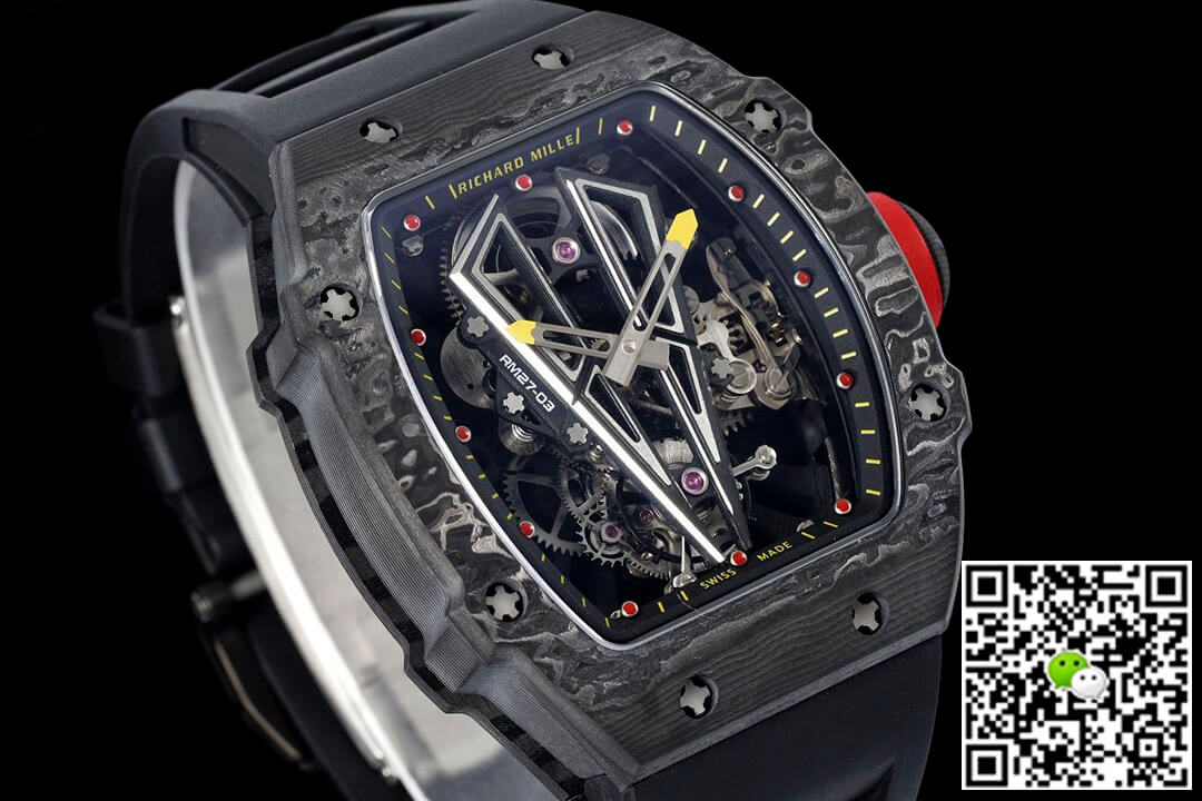 Replica Richard Mille RM27-03 Rafael Nadal Tourbillon 1:1 Best Edition RM Factory Black Rubber Strap